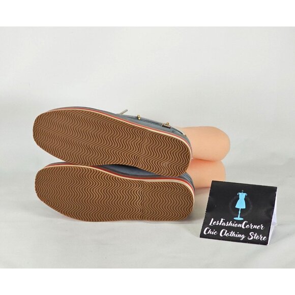 Tory Burch Women's Blue Nubuck Leather Joey Platform Boat Shoes Size 8 241 - Picture 5 of 16
